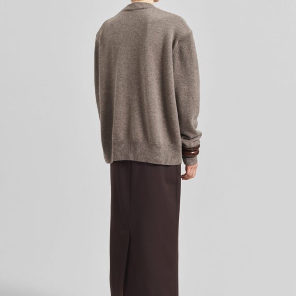 The Frankie Shop Rafaela Padded Knit Sweater - Dark Taupe - Oversized Minimalist Knitwear in Beige - Shop at Coveti