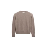 The Frankie Shop Rafaela Padded Knit Sweater - Dark Taupe - Oversized Minimalist Knitwear in Beige - Shop at Coveti