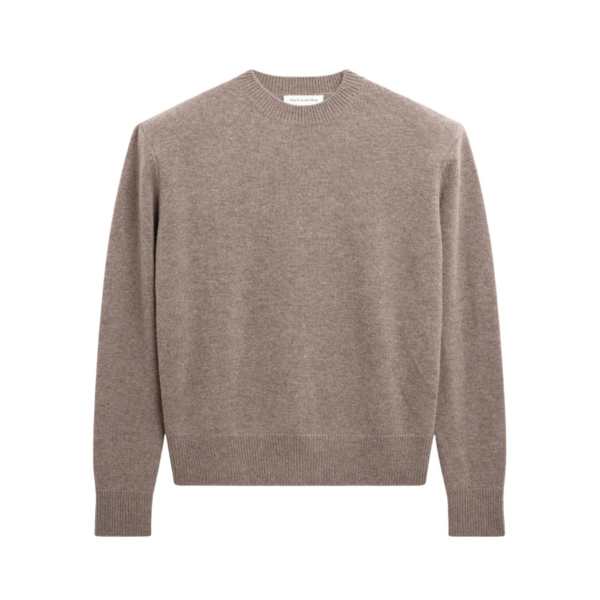 The Frankie Shop Rafaela Padded Knit Sweater - Dark Taupe - Oversized Minimalist Knitwear in Beige - Shop at Coveti
