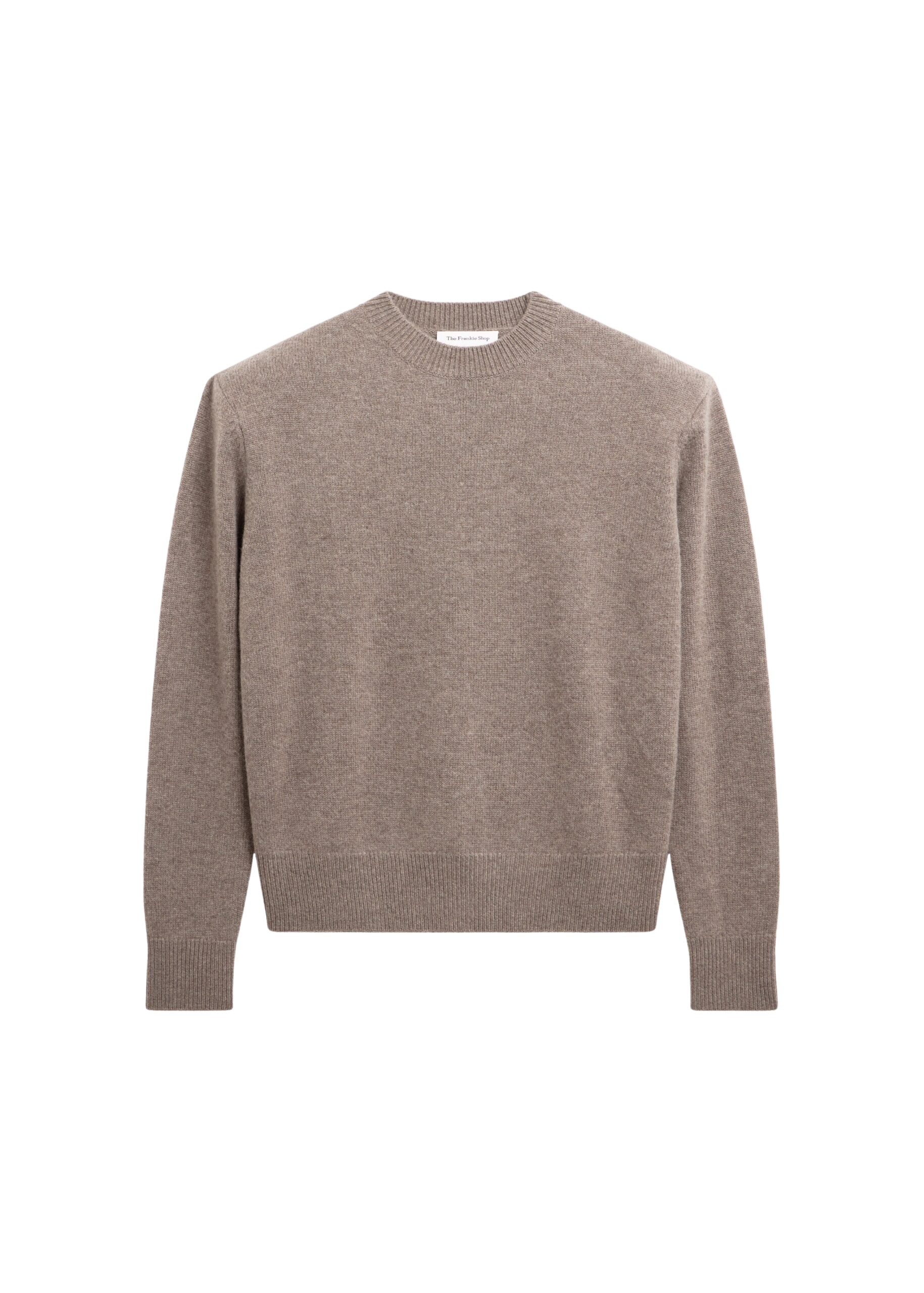The Frankie Shop Rafaela Padded Knit Sweater - Dark Taupe - Oversized Minimalist Knitwear in Beige - Shop at Coveti