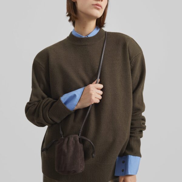 The Frankie Shop Rafaela Padded Knit Sweater - Olive - Oversized Minimalist Knitwear in Green - Shop at Coveti