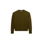 The Frankie Shop Rafaela Padded Knit Sweater - Olive - Oversized Minimalist Knitwear in Green - Shop at Coveti