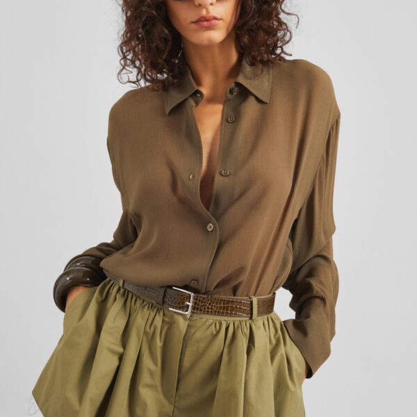 The Frankie Shop Raheny Mini Skort - Olive - Oversized Minimalist Skirts in Green - Shop at Coveti