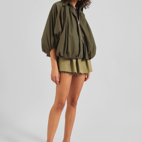 The Frankie Shop Raheny Mini Skort - Olive - Oversized Minimalist Skirts in Green - Shop at Coveti