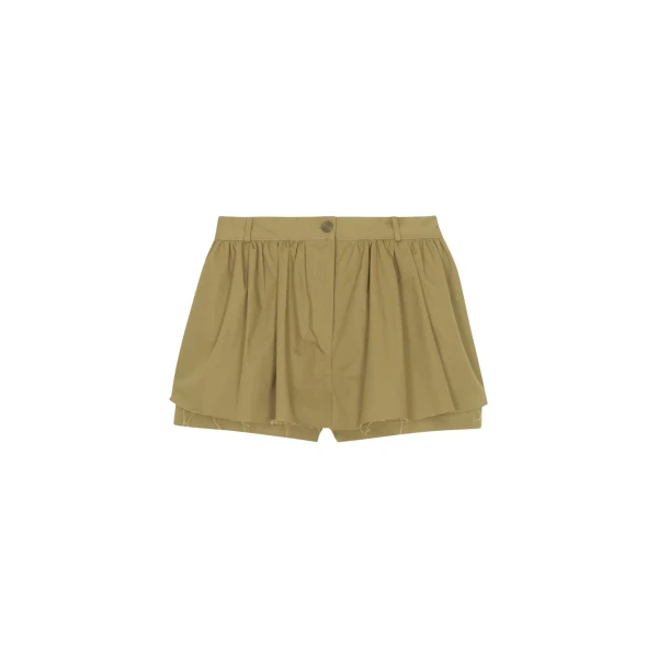The Frankie Shop Raheny Mini Skort - Olive - Oversized Minimalist Skirts in Green - Shop at Coveti