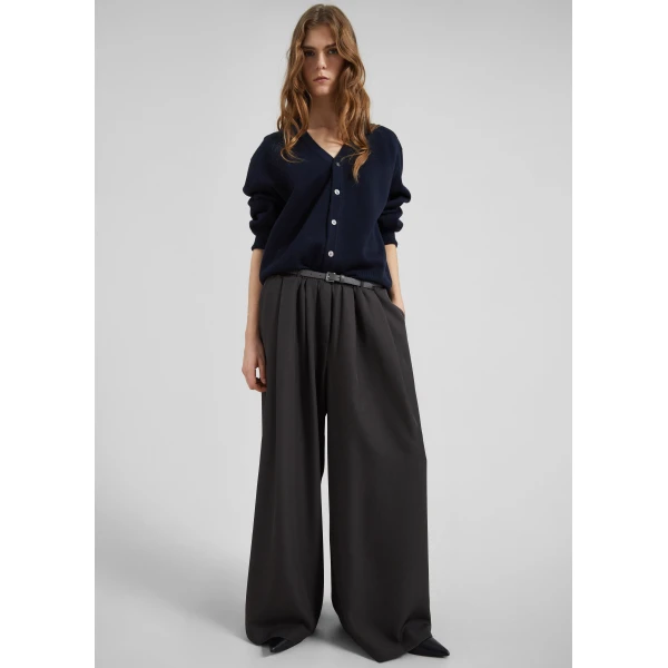The Frankie Shop Ramsen Pleated Wide Trousers – Charcoal, view 2