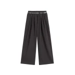 The Frankie Shop Ramsen Pleated Wide Trousers - Charcoal - Oversized Minimalist Pants in Grey - Shop at Coveti