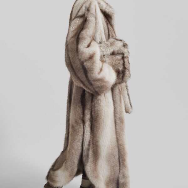 The Frankie Shop Ravello Faux Fur Robe Coat - Grey - Oversized Minimalist Coats in Grey - Shop at Coveti