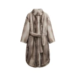 The Frankie Shop Ravello Faux Fur Robe Coat - Grey - Oversized Minimalist Coats in Grey - Shop at Coveti