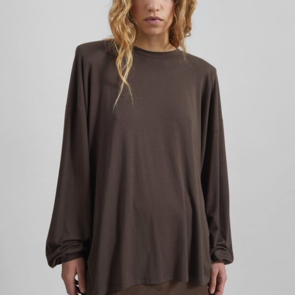 The Frankie Shop Ravvi Soft Padded Top - Brown - Oversized Minimalist Tops in Beige - Shop at Coveti