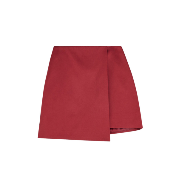 The Frankie Shop Raye Mini Skirt - Cabernet - Oversized Minimalist Skirts in Red - Shop at Coveti