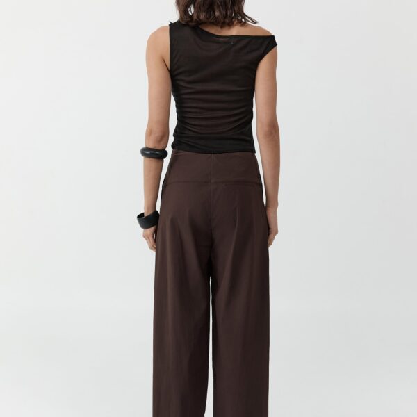 The Frankie Shop Relaxed Pleat Pants - Bark - Oversized Minimalist Pants in Beige - Shop at Coveti