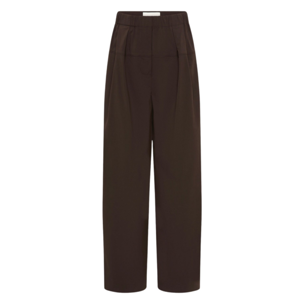 The Frankie Shop Relaxed Pleat Pants - Bark - Oversized Minimalist Pants in Beige - Shop at Coveti