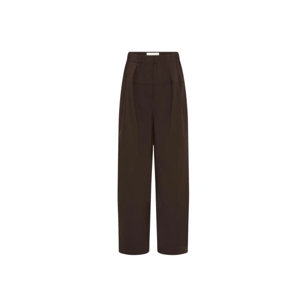 The Frankie Shop Relaxed Pleat Pants - Bark - Oversized Minimalist Pants in Beige - Shop at Coveti