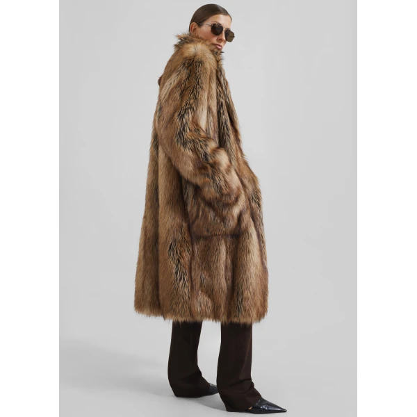The Frankie Shop Rella Faux Fur Coat – Camel, view 2