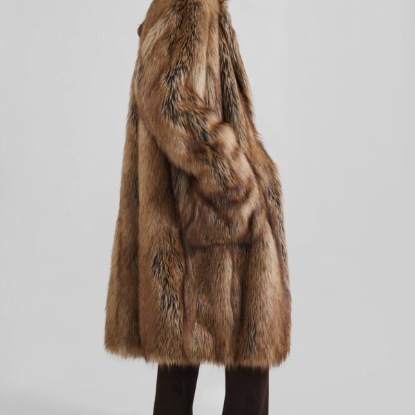 The Frankie Shop Rella Faux Fur Coat - Camel - Oversized Minimalist Coats in Beige - Shop at Coveti