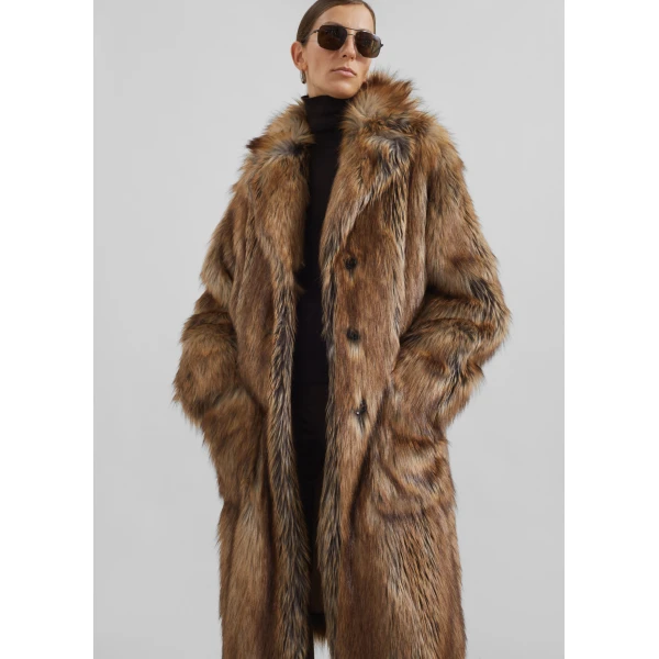 The Frankie Shop Rella Faux Fur Coat – Camel, view 6