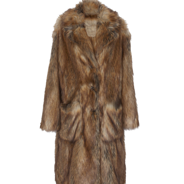 The Frankie Shop Rella Faux Fur Coat - Camel - Oversized Minimalist Coats in Beige - Shop at Coveti