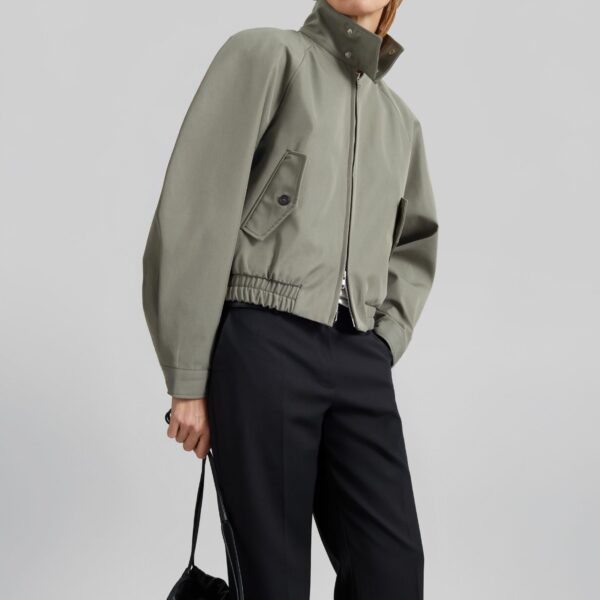 The Frankie Shop Rennes Curved Blouson Jacket - Sage - Oversized Minimalist Jackets in Green - Shop at Coveti