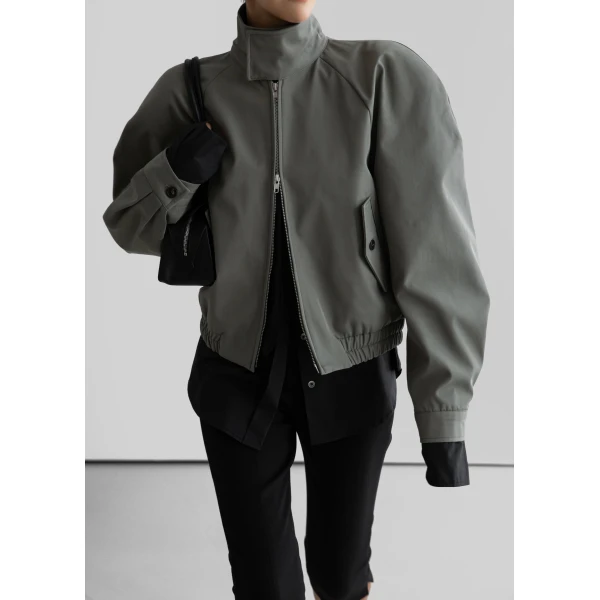 The Frankie Shop Rennes Curved Blouson Jacket – Sage, view 5