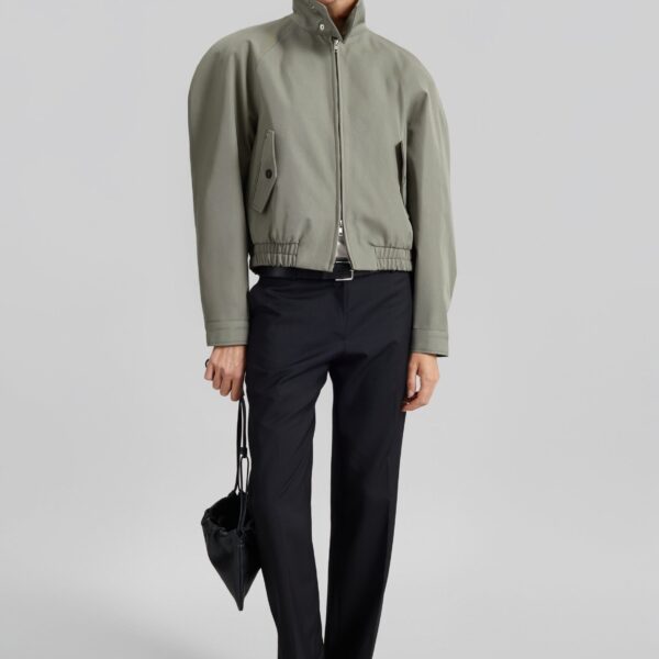 The Frankie Shop Rennes Curved Blouson Jacket - Sage - Oversized Minimalist Jackets in Green - Shop at Coveti