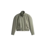 The Frankie Shop Rennes Curved Blouson Jacket - Sage - Oversized Minimalist Jackets in Green - Shop at Coveti