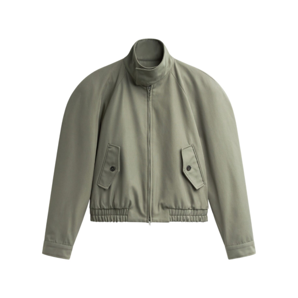 The Frankie Shop Rennes Curved Blouson Jacket - Sage - Oversized Minimalist Jackets in Green - Shop at Coveti