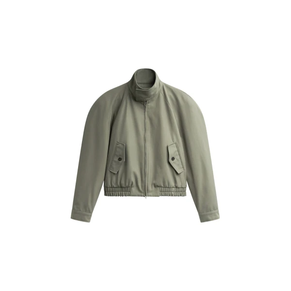The Frankie Shop Rennes Curved Blouson Jacket - Sage - Oversized Minimalist Jackets in Green - Shop at Coveti
