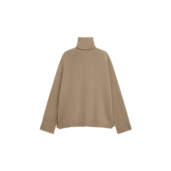 The Frankie Shop Rhea Trapeze Turtleneck – Beige Knit