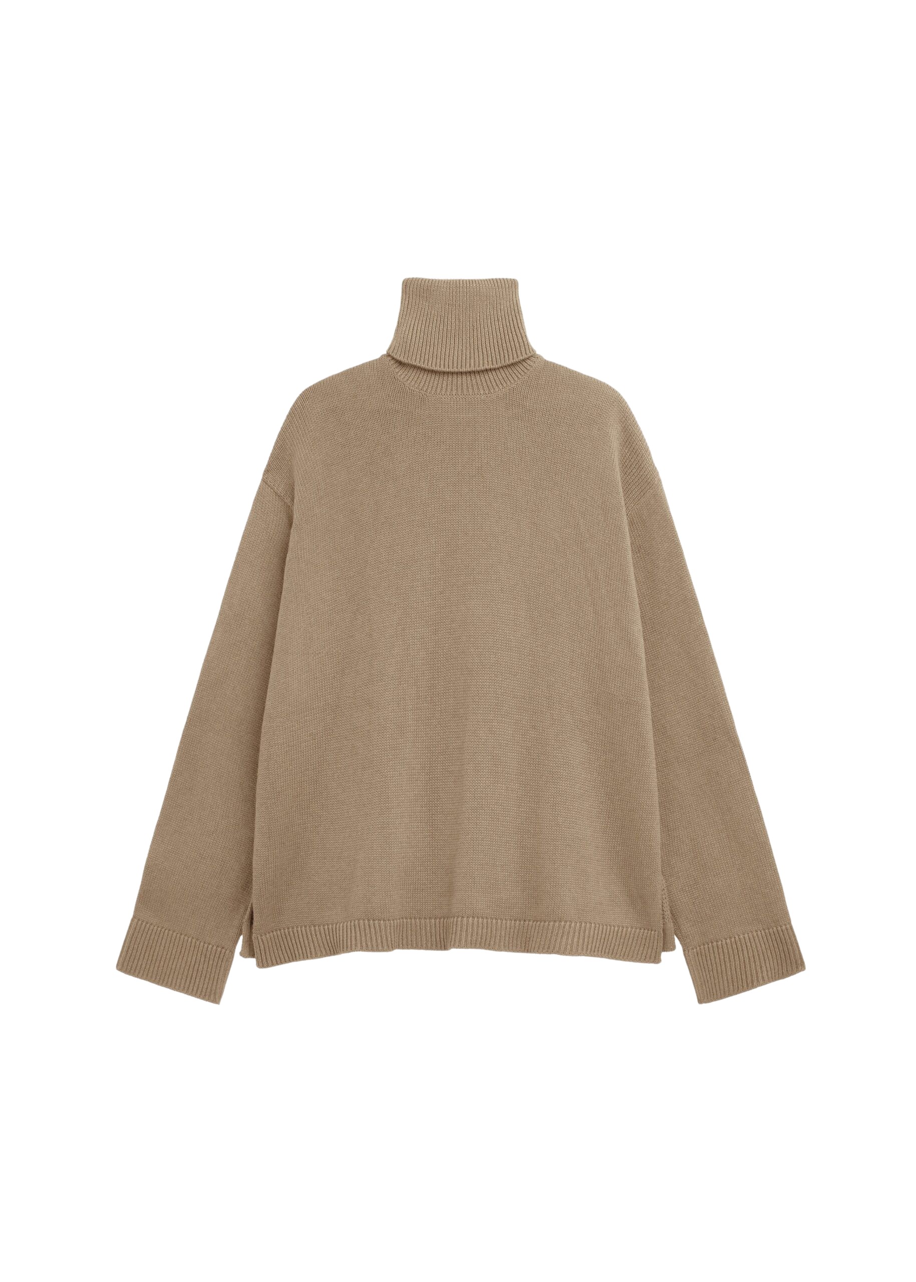 The Frankie Shop Rhea Trapeze Turtleneck - Beige - Oversized Minimalist Knitwear in Beige - Shop at Coveti