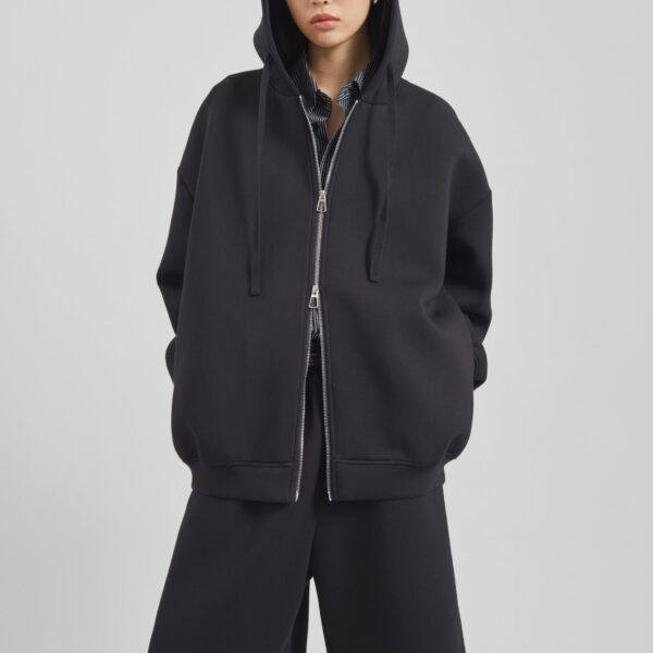 The Frankie Shop Rian Oversized Hoodie - Black - Oversized Minimalist Hoodies in Black - Shop at Coveti