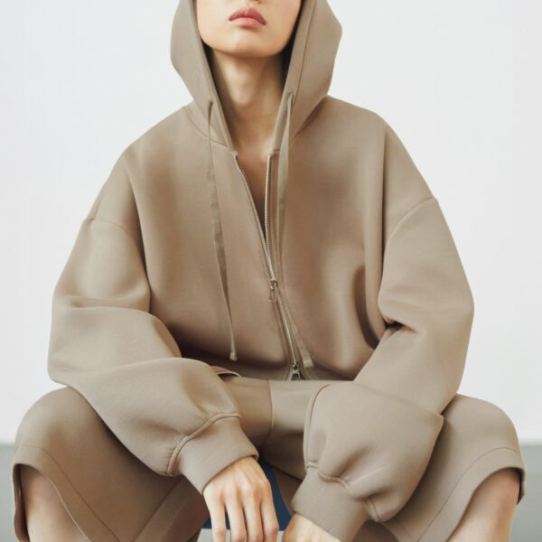 The Frankie Shop Rian Oversized Hoodie - Camel - Oversized Minimalist Hoodies in Beige - Shop at Coveti