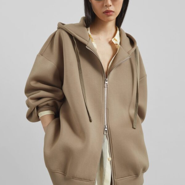 The Frankie Shop Rian Oversized Hoodie - Camel - Oversized Minimalist Hoodies in Beige - Shop at Coveti