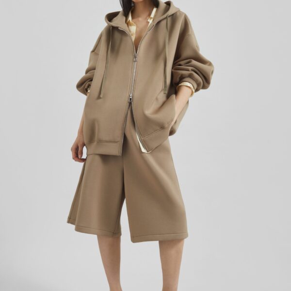 The Frankie Shop Rian Oversized Hoodie - Camel - Oversized Minimalist Hoodies in Beige - Shop at Coveti