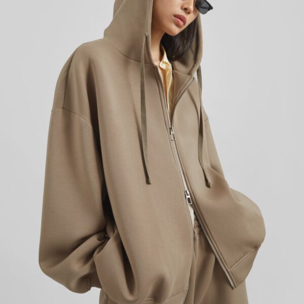 The Frankie Shop Rian Oversized Hoodie - Camel - Oversized Minimalist Hoodies in Beige - Shop at Coveti