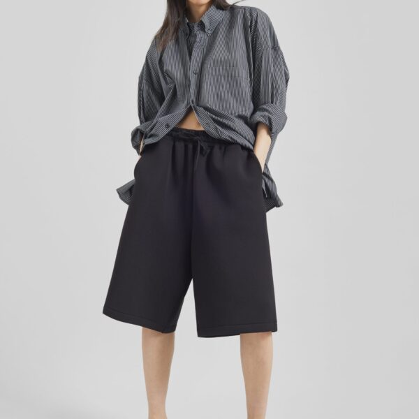 The Frankie Shop Rian Sweatshorts - Black - Oversized Minimalist Shorts in Black - Shop at Coveti