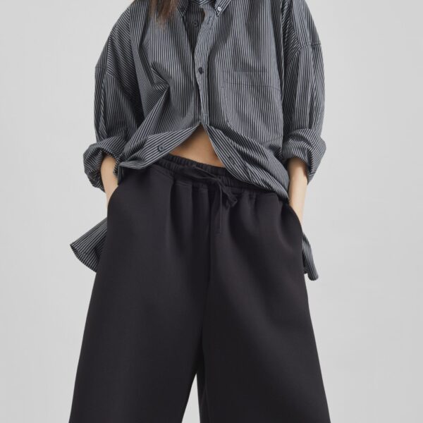 The Frankie Shop Rian Sweatshorts - Black - Oversized Minimalist Shorts in Black - Shop at Coveti