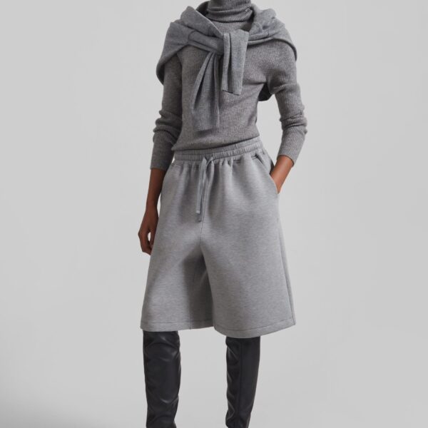The Frankie Shop Rian Sweatshorts - Grey - Oversized Minimalist Shorts in Grey - Shop at Coveti