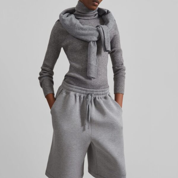 The Frankie Shop Rian Sweatshorts - Grey - Oversized Minimalist Shorts in Grey - Shop at Coveti