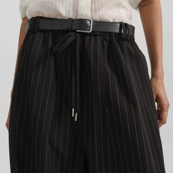The Frankie Shop Rilton Drawstring Pants - Black/White Pinstripe - Oversized Minimalist Pants in Multicolour - Shop at Coveti