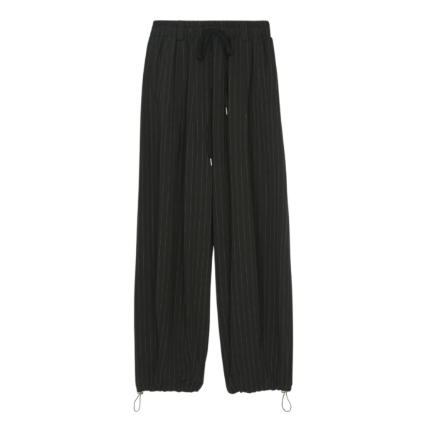 The Frankie Shop Rilton Drawstring Pants - Black/White Pinstripe - Oversized Minimalist Pants in Multicolour - Shop at Coveti