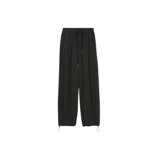 The Frankie Shop Rilton Drawstring Pants - Black/White Pinstripe - Oversized Minimalist Pants in Multicolour - Shop at Coveti