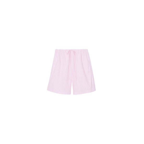 The Frankie Shop Rimini Bermuda Shorts - Pink/White Stripe - Oversized Minimalist Shorts in Multicolour - Shop at Coveti
