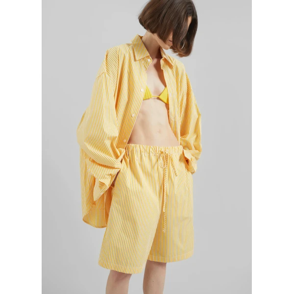 The Frankie Shop Rimini Bermuda Shorts – Yellow/White Stripe, view 4