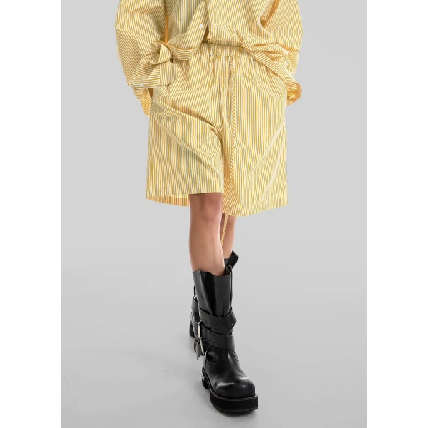 The Frankie Shop Rimini Bermuda Shorts – Yellow/White Stripe, view 6