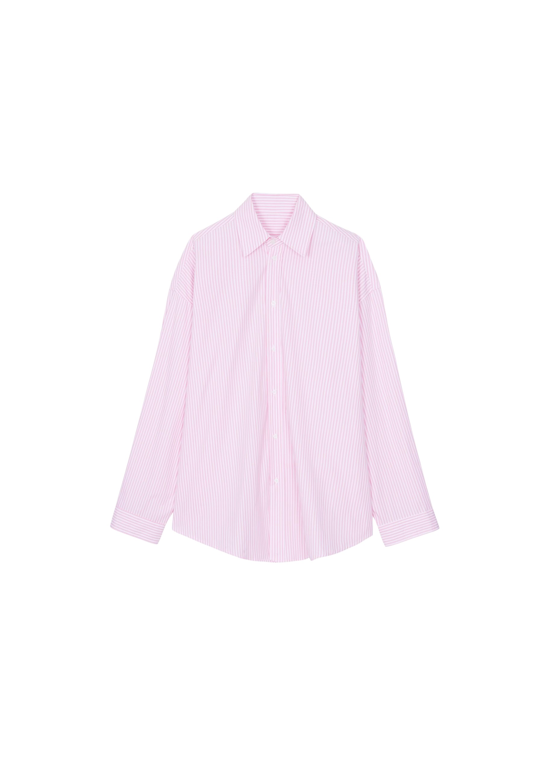 The Frankie Shop Rimini Oversized Poplin Shirt – Pink/White Stripe