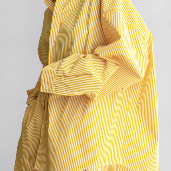 The Frankie Shop Rimini Oversized Poplin Shirt - Yellow/White Stripe - Oversized Minimalist Tops in Multicolour - Shop at Coveti