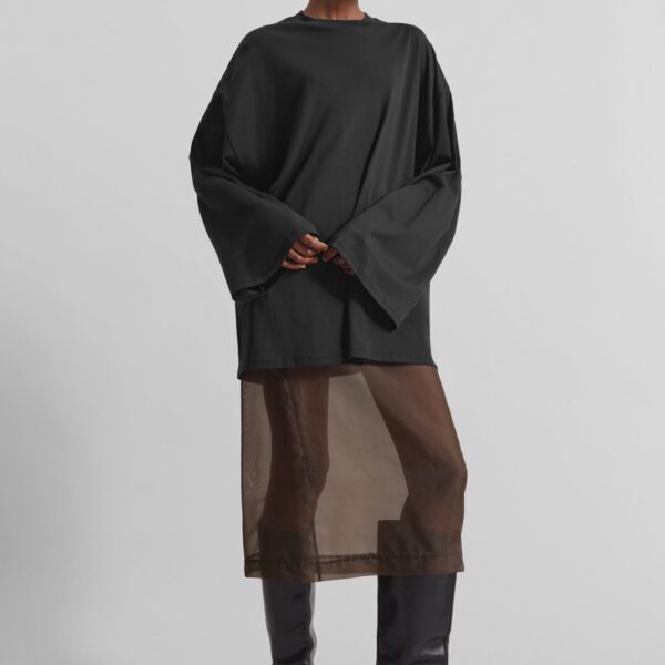 The Frankie Shop Rio Oversized Sleeve Tee - Black - Oversized Minimalist Tops in Black - Shop at Coveti