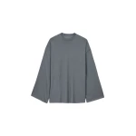 The Frankie Shop Rio Oversized Sleeve Tee - Dark Grey Melange - Oversized Minimalist Tops in Grey - Shop at Coveti
