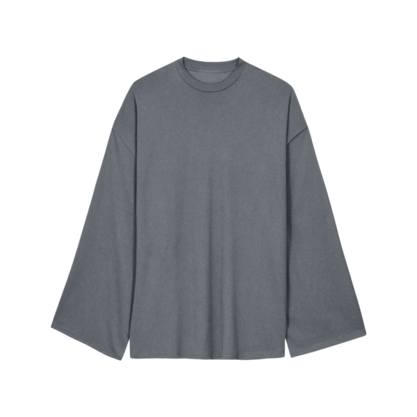 The Frankie Shop Rio Oversized Sleeve Tee - Dark Grey Melange - Oversized Minimalist Tops in Grey - Shop at Coveti